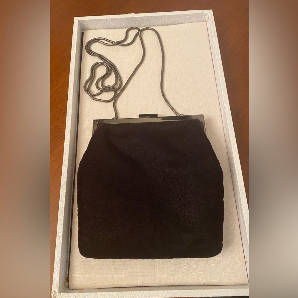 Express Black Velvet Evening Bag With Chain Strap